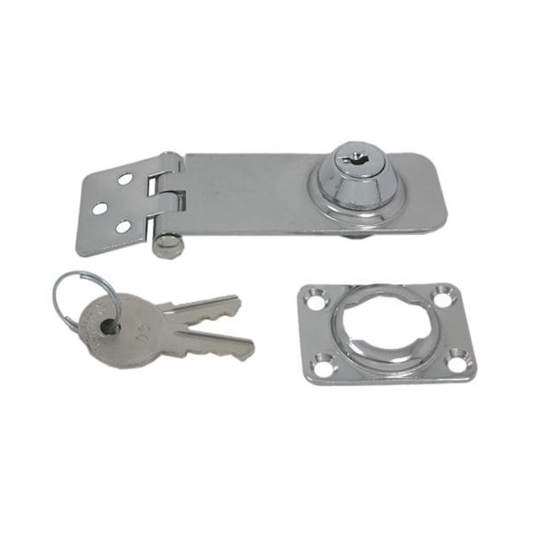 Überfallscharnier mit Schloss aus Edelstahl A2 98 x 30 mm #8588