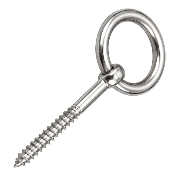 Augbolzen mit Holzgewinde und Ring Edelstahl A4