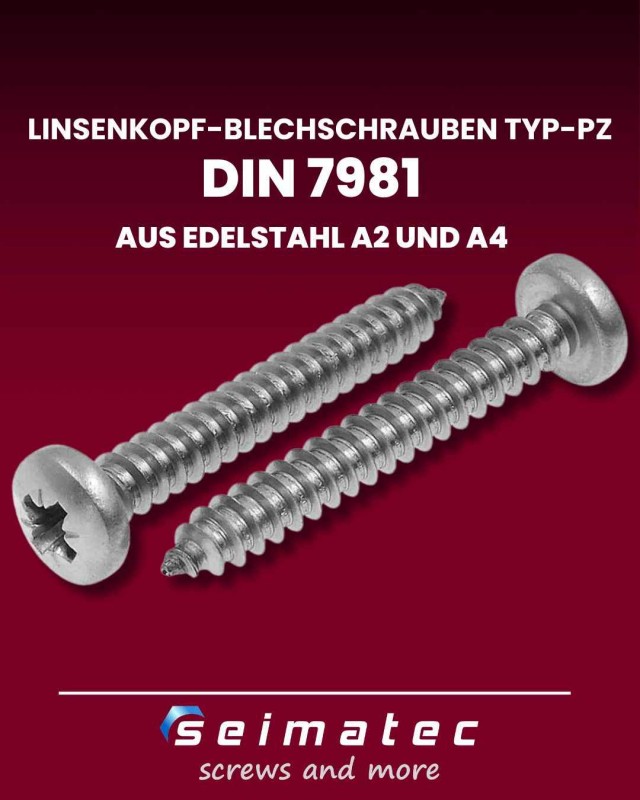 Linsenkopf Blechschrauben mit PH Kreuzschlitz Edelstahl A2 und A4