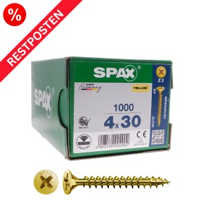 SPAX Spanplattenschrauben Senkkopf PZ-Antrieb gelb verzinkt Restposten - 4,0x30
