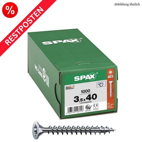 SPAX Universalschraube T-Star Stahl verzinkt Senkkopf Restposten - 3,5x40