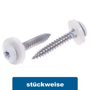 Fensterbankschrauben Edelstahl A2 TX FG mit Polyamidscheibe weiss