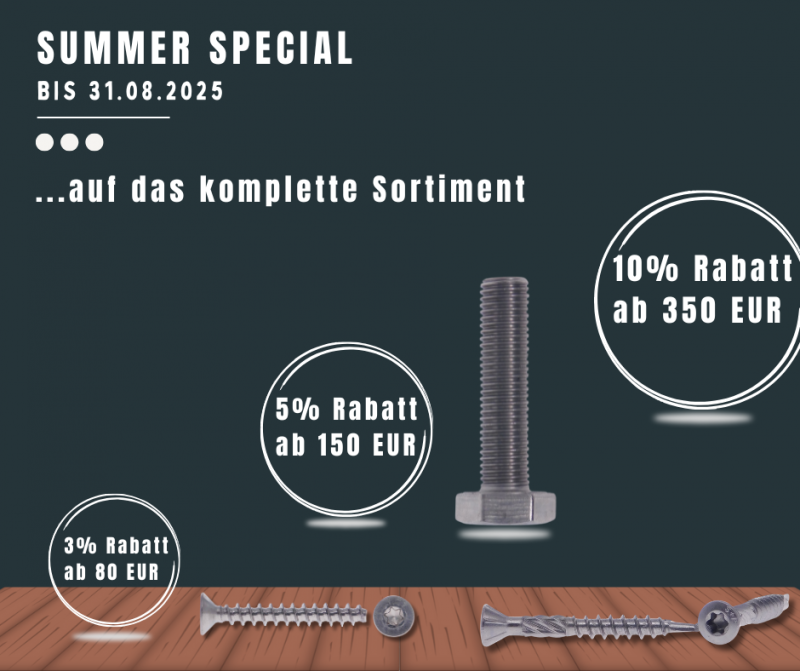 Sonderpreise bis 31.08.2025 bei schrauben-seimatec