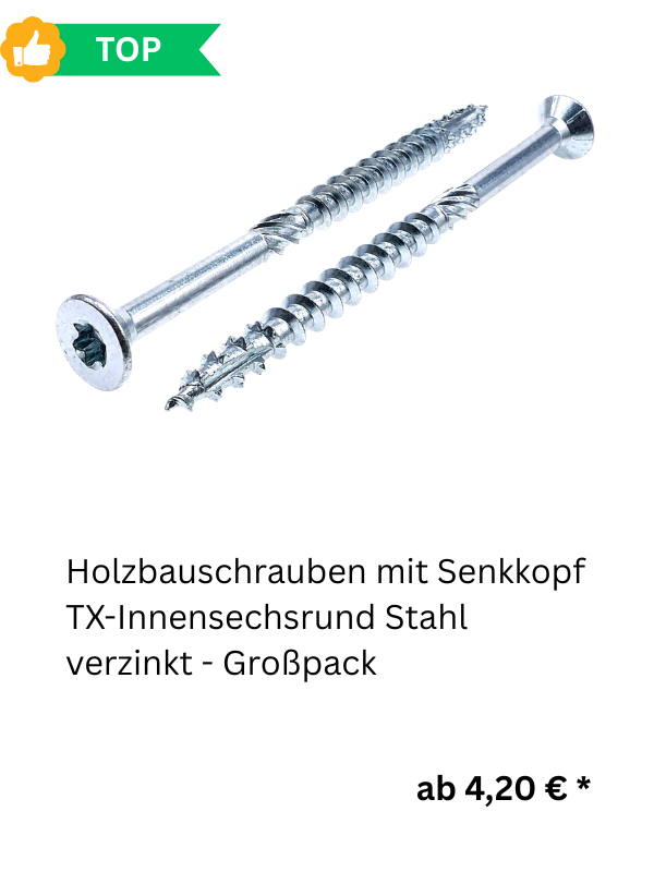  Spanplattenschrauben mit Senkkopf TX-Innensechsrund Stahl verzinkt - DIY-Pack 
