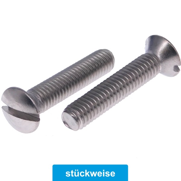 Linsensenkkopfschrauben mit Schlitz aus Edelstahl A4 DIN 964