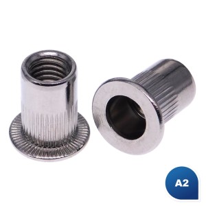 Einnietmuttern mit Flachkopf Edelstahl A2 Einnietmuttern mit Flachkopf Edelstahl A2