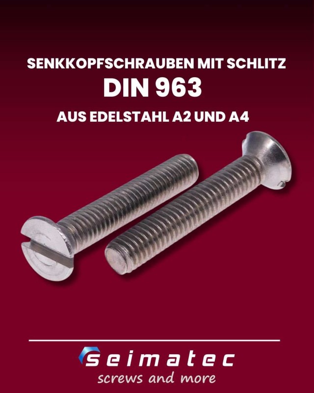 Senkkopfschrauben mit Schlitz aus Edelstahl A2 und A4