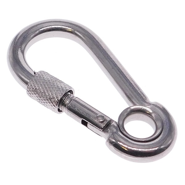 Karabinerhaken mit Sicherheitsmutter und Kausche A4 #8232