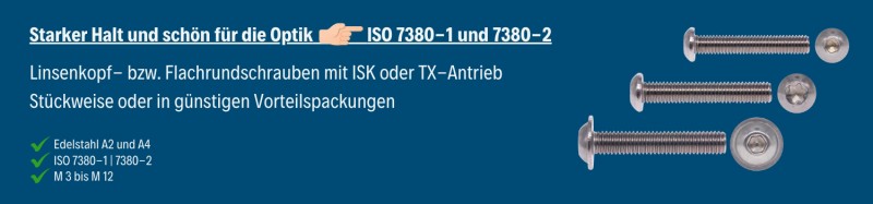 Linsenschrauben bzw. Flachrundschrauben TX und ISK aus Edelstahl by seimatec