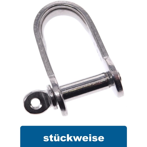 Flachschäkel mit Bund lange Form Edelstahl A4