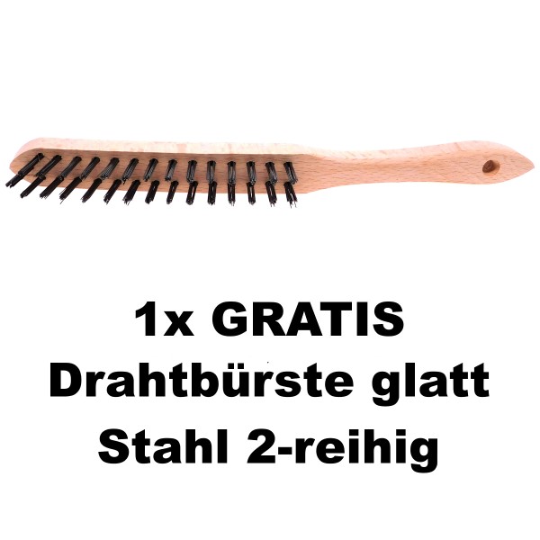 1 x GRATIS Drahtbürste Stahl glatt 2-reihig