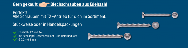 Blechschrauben mit Senkkopf Linsenkopf Linsensenkkopf