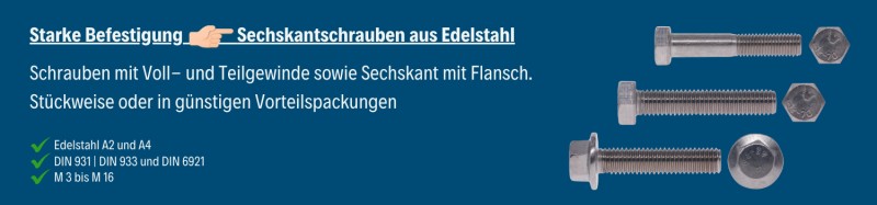 Sechskantschrauben Edelstahl A2 und A4 by seimatec
