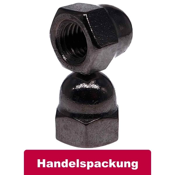 Hutmutter V4A Edelstahl rostfrei A4-80 schwarz beschichtet nach DIN 1587