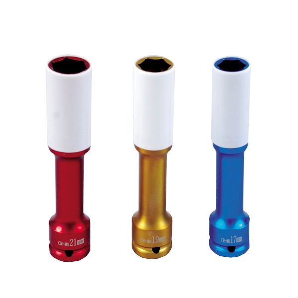 Radschrauben Nuss lang für Alufelgen farbig metrisch 1/2"