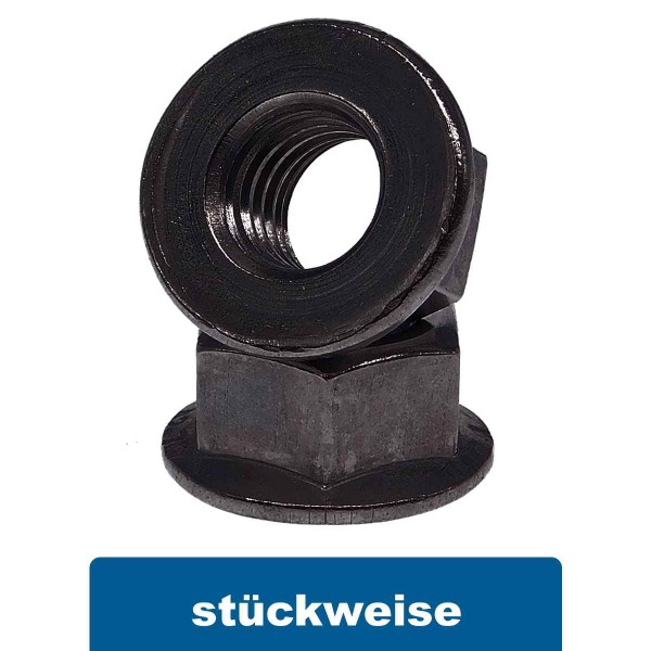 Sechskant-Flanschmutter Edelstahl A4-80 schwarz DIN 6923