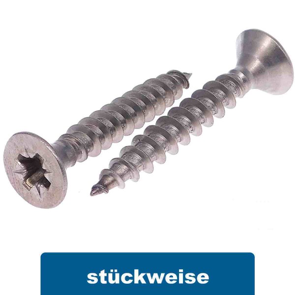 Holzschraube Senkkopf m. Pozidriv Edelstahl A4 Vollgewinde #9050