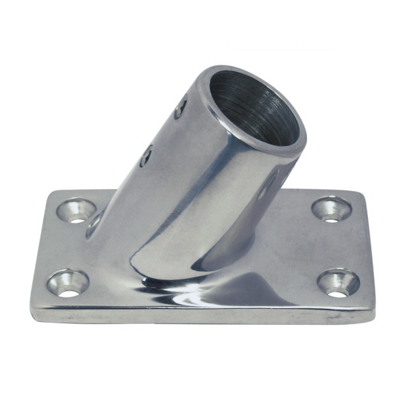 Relingfuß mit rechteckiger Grundplatte 60° Edelstahl A4-AISI 316 #082040