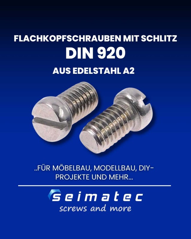 DIN 920 Flachkopfschrauben mit Schlitz und kleinem Kopf aus Edelstahl A2
