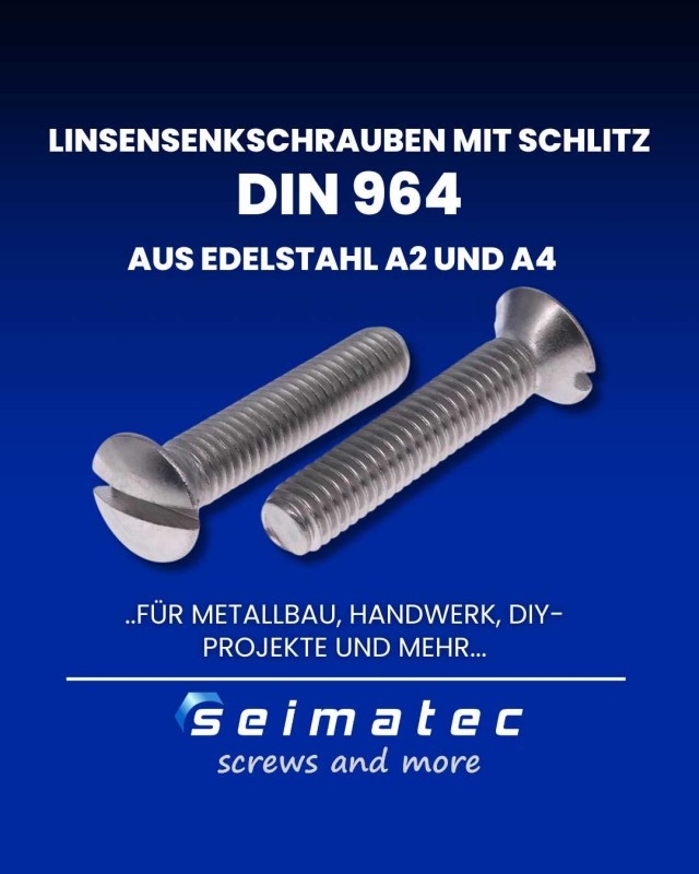 DIN 964 Linsensenkschrauben mit Schlitz aus Edelstahl