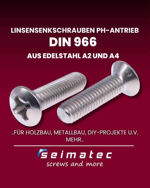 Linsensenkkopfschraube Edelstahl mit PH Philips Antrieb