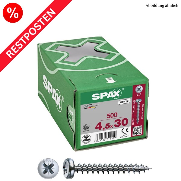 SPAX Universalschrauben PAN-HEAD PZ-Antrieb WIROX Restposten - 4,5x30