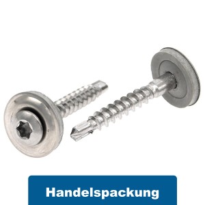 Spenglerschrauben 2tlg. A2 TX 20 mit Dichtscheibe 15 mm und Bohrspitze