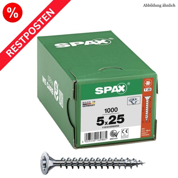SPAX Universalschraube T-Star Stahl verzinkt Senkkopf Restposten - 5,0x25