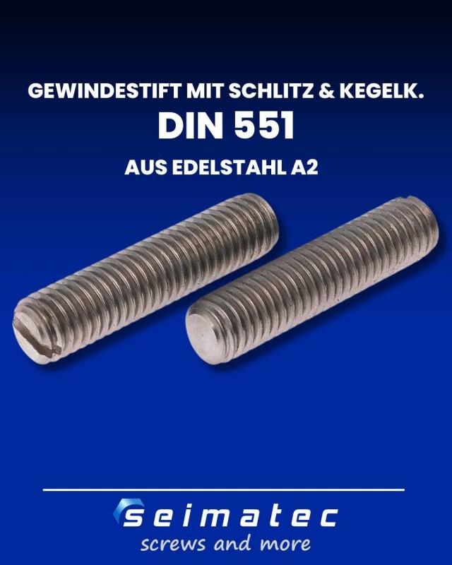 madenschrauben nach DIN 551 mit Schlitz aus Edelstahl A2