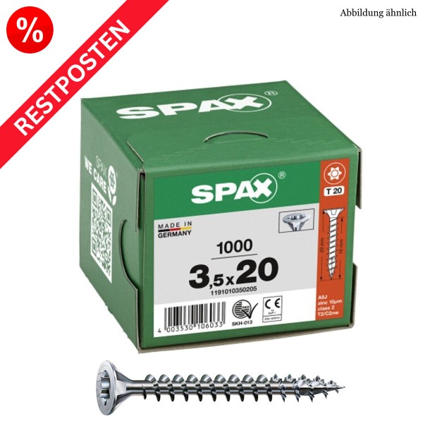 SPAX Universalschraube T-Star Stahl verzinkt Senkkopf Restposten - 3,5x20