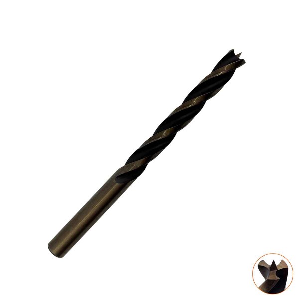 Holzspiralbohrer mit Zentrierspitze und 3 Schneiden CV-Stahl