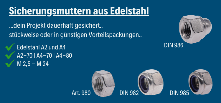 Sicherungsmuttern | Stop-Muttern aus Edelstahl A2 und A4 by seimatec