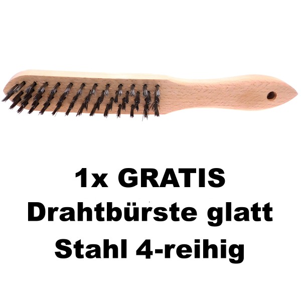 1 x GRATIS Drahtbürste Stahl glatt 4-reihig