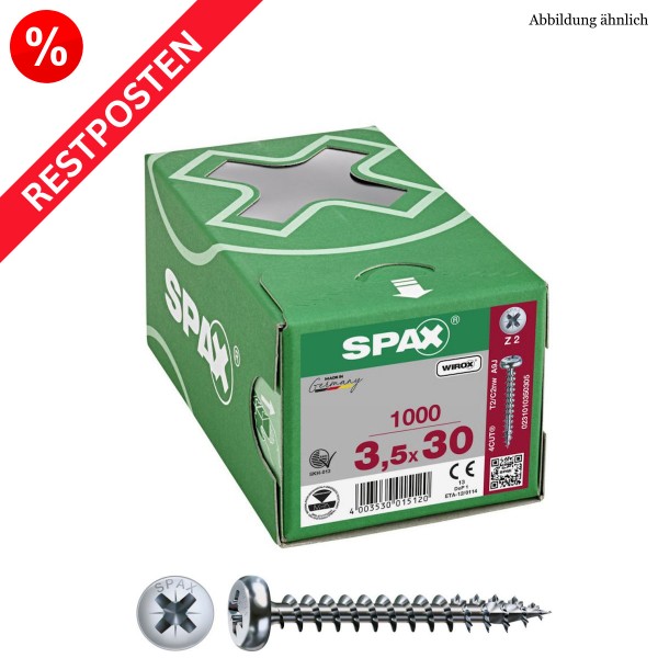 SPAX Universalschrauben PAN-HEAD PZ-Antrieb WIROX Restposten - 3,5x30