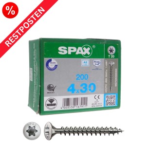 SPAX Universalschraube Linsensenkkopf T-STAR plus Edelstahl A2 Restposten - 4,0x30