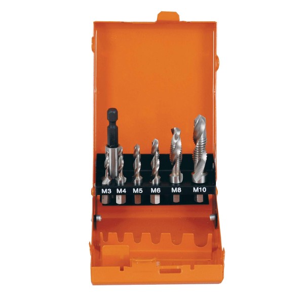 Kombigewindebohrer Bit-Set HSS-G 7-tlg in Metallkassette