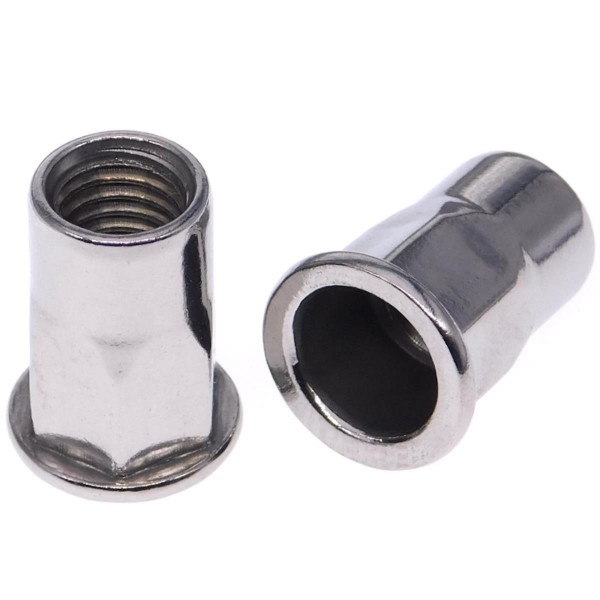 Blindnietmutter Flachkopf und Sechskantschaft Edelstahl A2