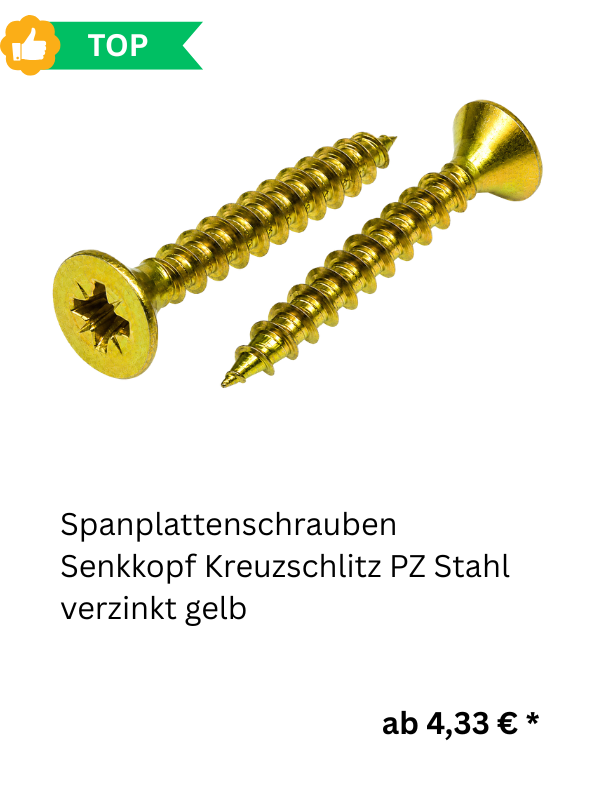  Spanplattenschrauben Senkkopf Kreuzschlitz PZ Stahl verzinkt gelb 