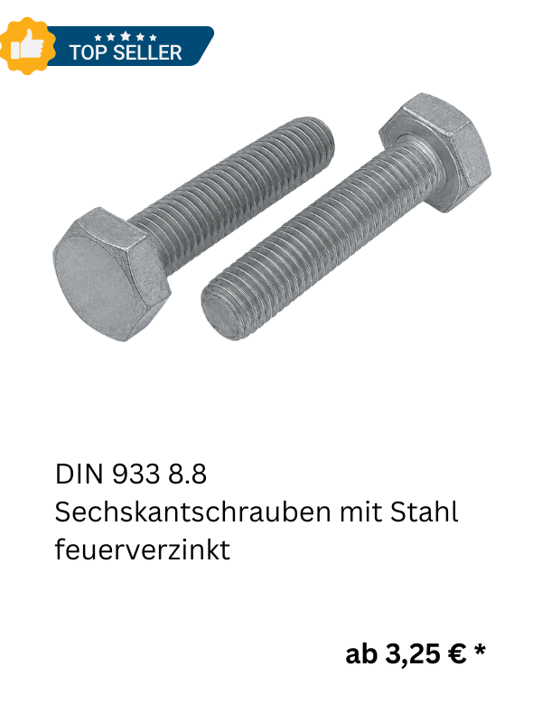  DIN 933 8.8 Sechskantschrauben mit Vollgewinde Stahl feuerverzinkt 