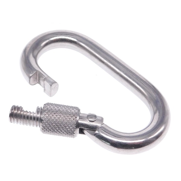 Karabinerhaken mit Sicherungsmutter oval Edelstahl A4 #089590
