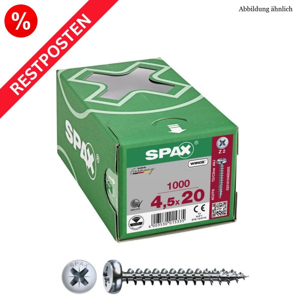 SPAX Universalschrauben PAN-HEAD PZ-Antrieb WIROX Restposten - 4,5x20