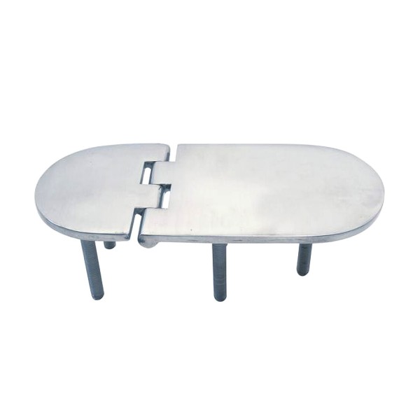 Möbelscharnier mit Gewinde M6x45 Edelstahl A4 146x65x4 mm #8915