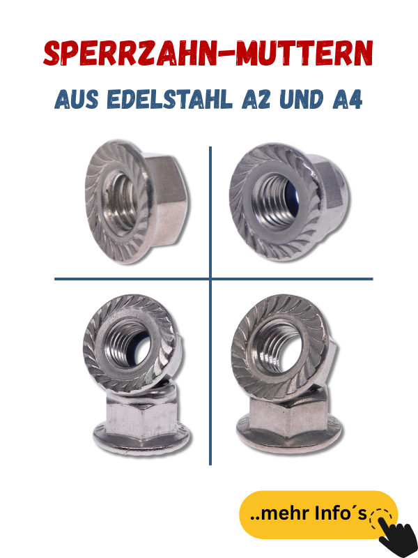 Sperrzahnmuttern Sicherungsmuttern mit Sperrverzahnung Edelstahl