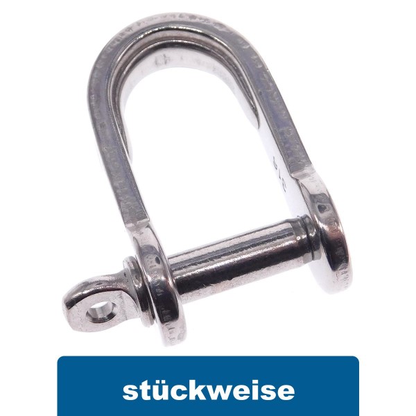 Flachschäkel kurz mit Schraubbolzen Edelstahl A4