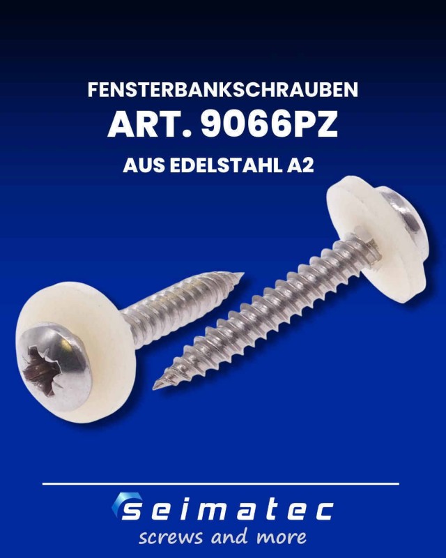 9066-Fensterbankschrauben-mit-Polyamidscheibe-natur-FG-PZ-aus-Edelstahl-A2