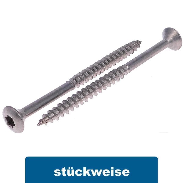 Linsensenkkopf Holzschraube Edelstahl A4 TX Teilgewinde #9046