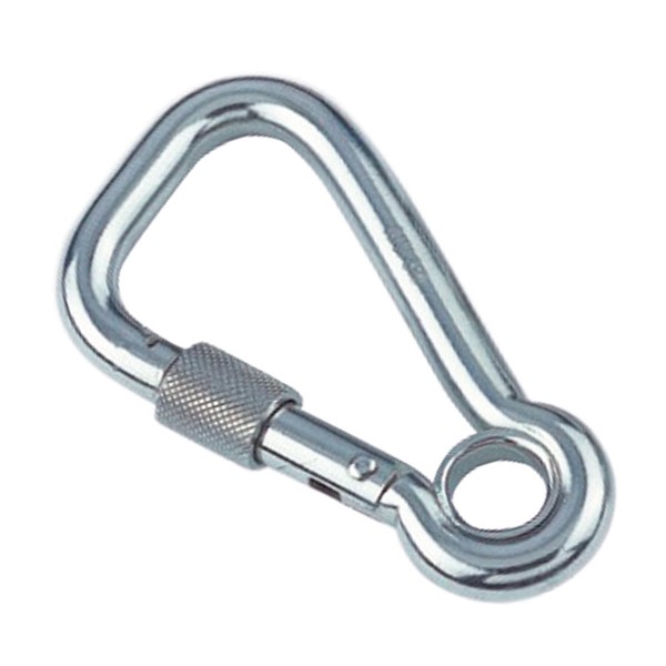 Karabinerhaken asymetrisch mit Sicherheitsmutter Edelstahl A4 #8951