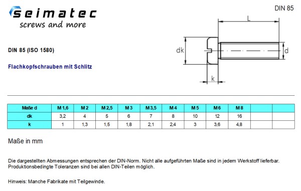 Flachkopfschraube DIN 923 m.Schlitz/Ansatz M 6 x10 x 9,0 4.8/5.8