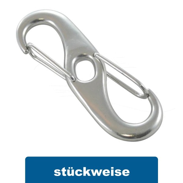 Doppelkarabinerhaken aus Edelstahl A4 AISI 316