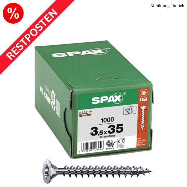 SPAX Universalschraube T-Star Stahl verzinkt Senkkopf Restposten - 3,5x35